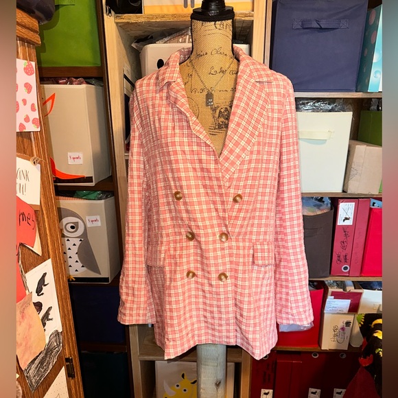 🌸🧡💕FREE PEOPLE Olivia Gingham Blazer - Picture 11 of 13